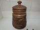 Hand Carved Solid Wood Tobacco Jar - With Lid - Signed By Artist Bossant Other photo 2
