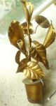 Vtg Hollywood Regency Lamp Metal Metalware Gold Leaves Lillies 20 - 1/2 
