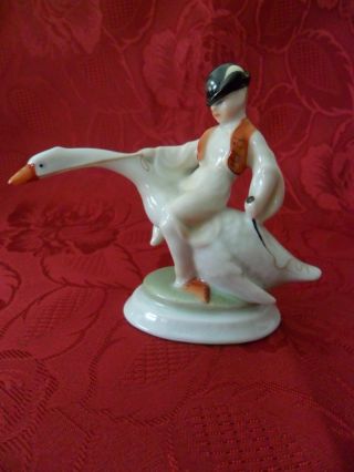 Herend Little Boy On Goose Figurine Porcelain photo