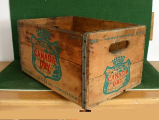 Vintage 1963 Canada Dry Ginger Ale Wooden Crate Solid Vg Color Litho photo