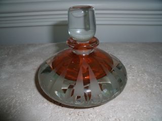 Gary Genetti Renowned Artist Etched Glass Amber Perfume Bottle photo