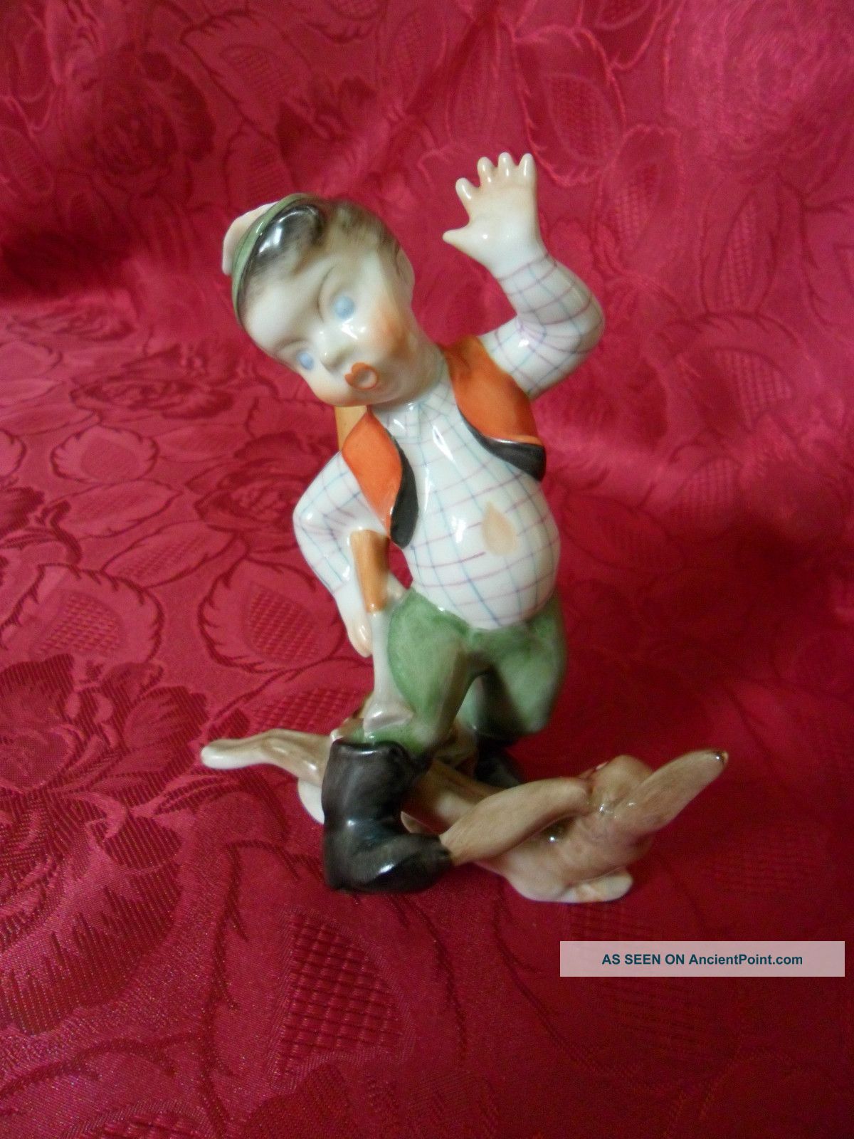 Herend Little Hunter Boy With Rabbit Bunny Figurine Porcelain Figurines photo