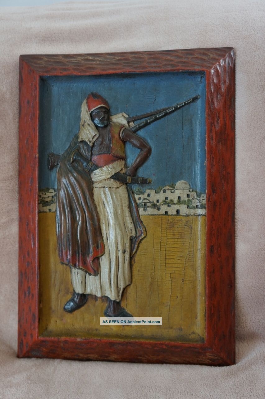 Old Picture Carved In Wood,  African Warrior Other photo