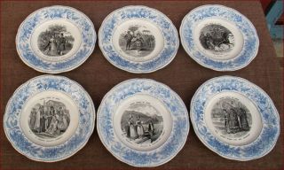 6 Antique French Porcelain Plates Creil Montereau Around The World 1850 photo