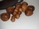 Vintage Hand - Carved Wooden Fruit Bowl/tray & 8 Pc Wood Fruit Bowls photo 2