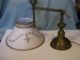 Antique Vtg Handpainted Tole Toleware Brass Table Desk Lamp Creamy White & Gold Toleware photo 7