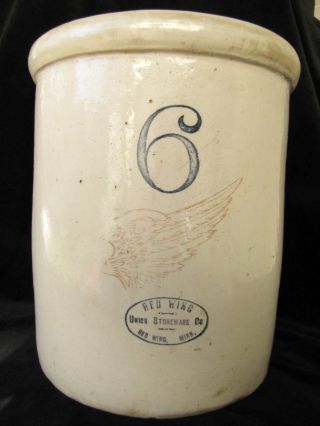 Antique Red Wing Crock 6 Gallon,  Old Mark 1909 - 15,  Amazing Condition photo