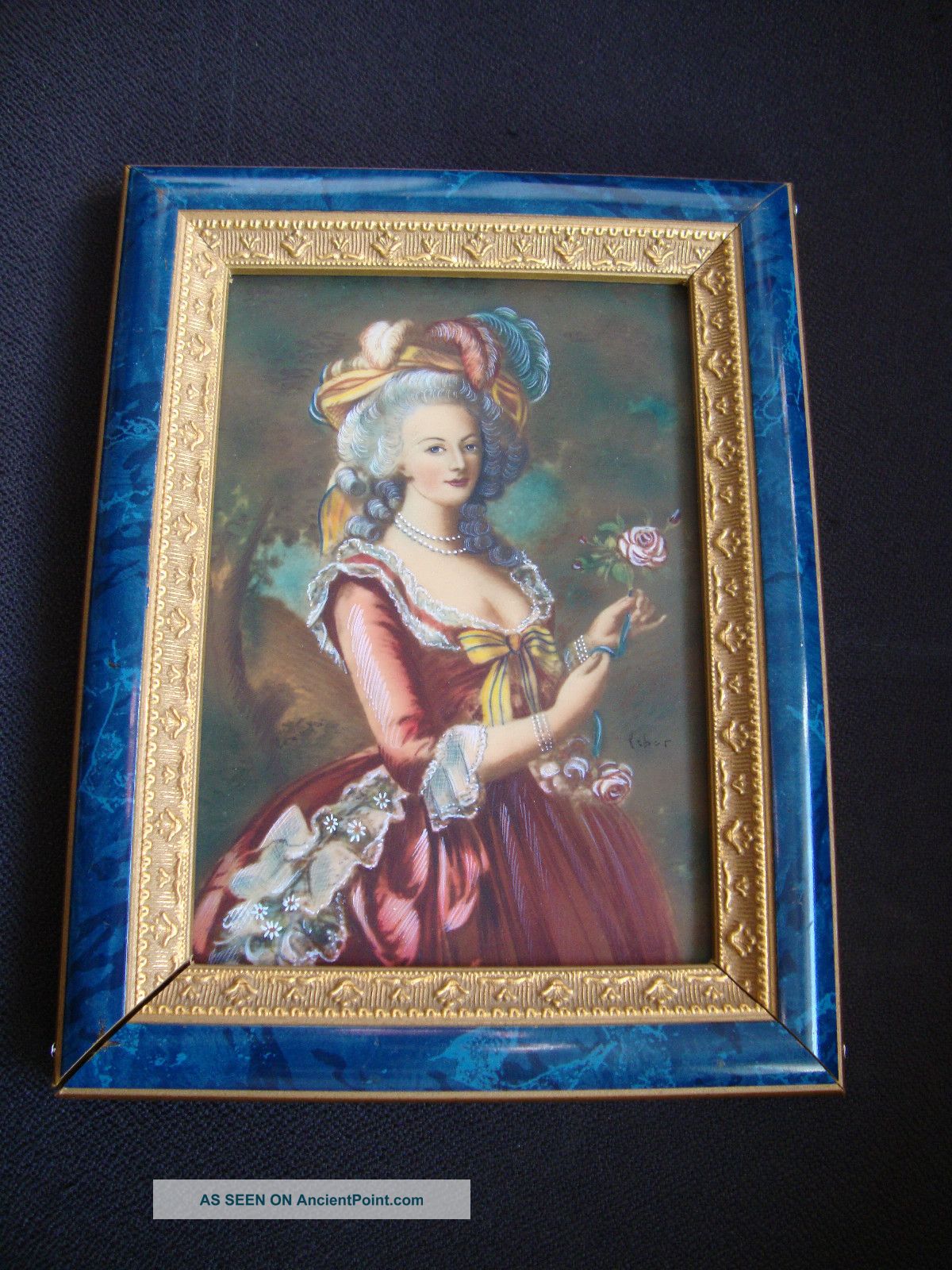 Antique Kpm Style Oil Painting 19th Celluloid Bone Other photo