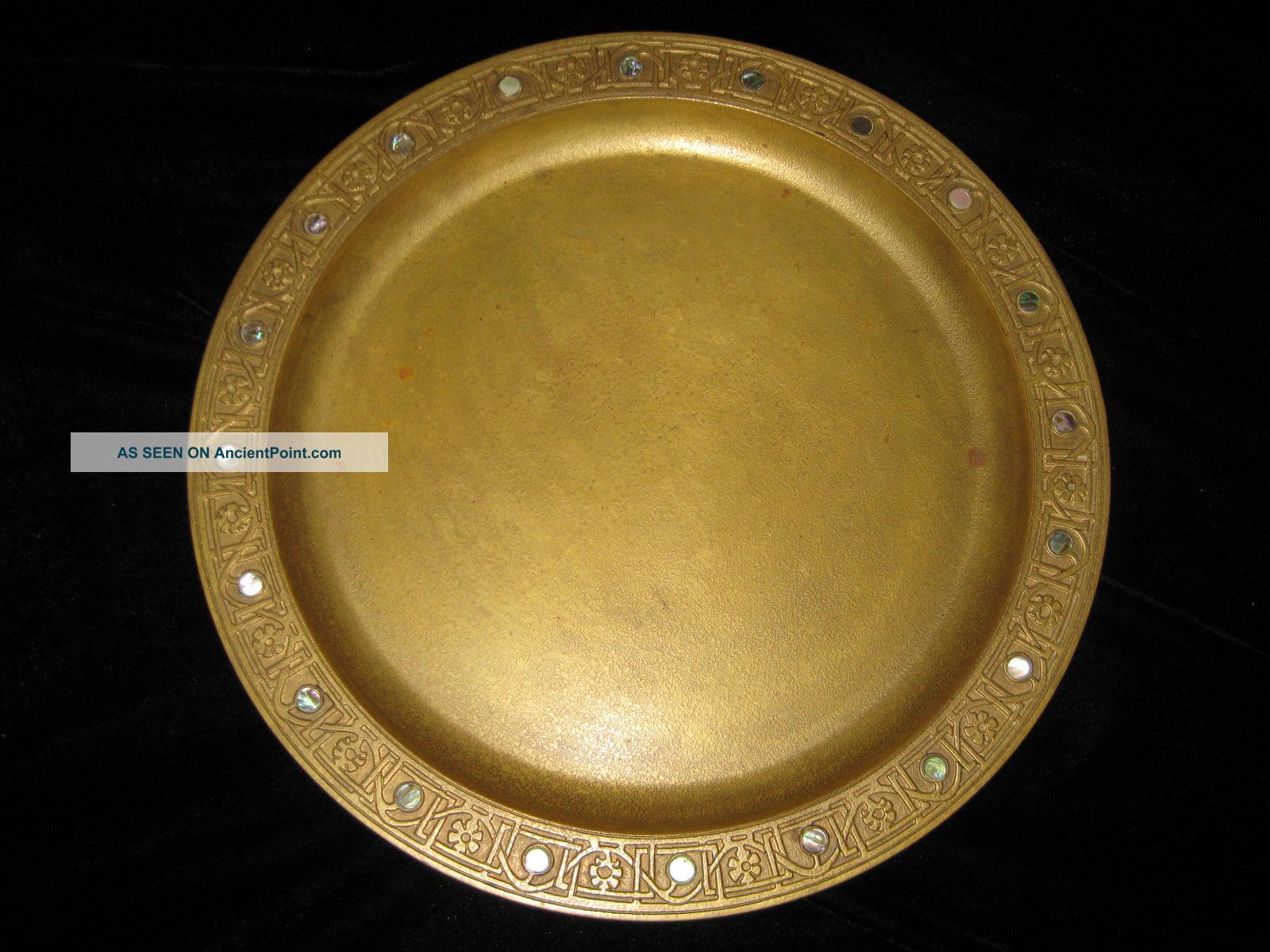Authentic Antique Bronze Tiffany Studios Charger Plate Abalone Pattern C1910 Nr Metalware photo
