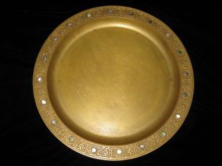 Authentic Antique Bronze Tiffany Studios Charger Plate Abalone Pattern C1910 Nr photo