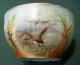 Vintage Porcelain Bowl Handpainted - Flying Mallard Ducks & Landscape Bowls photo 1