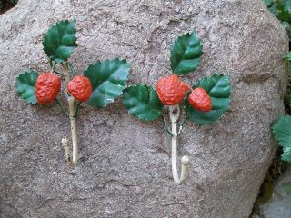 Rare Pair Italian Tole Strawberry Sconces Hangers photo