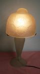 French Art Deco Stl Hand Blown Frosted Glass Table Lamp White Geometric Pattern Lamps photo 2