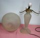 French Art Deco Stl Hand Blown Frosted Glass Table Lamp White Geometric Pattern Lamps photo 4