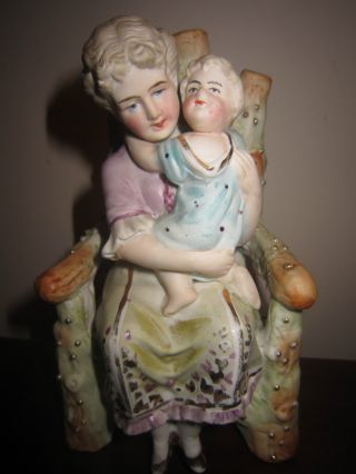Spectacular Antique German Beaded Beading Figurine,  Mother And Child,  Euc photo