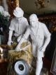 Gorgeous Antique Barometer,  Germany,  2 Figurine Bisquet Porcelain,  Mountain 1900 Figurines photo 4