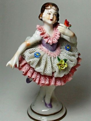Antique Muller Volkstedt German Dresden Porcelain Ballerina Figurine photo
