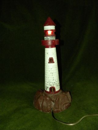 Rare Large Cast Metal Lighthouse Lamp Nightlight Antique photo