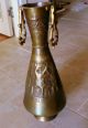 Old Vintage Repousse Brass Stand Flower Pot Cane With Scene 46cm High Metalware photo 3