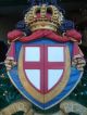 Vintage Italian Carved Wood Crown Royal Coat Of Arms Armorial Crest/shield Metalware photo 4