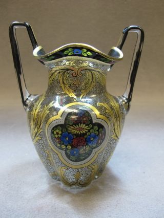 Antique French Orientalist Painted Glass Vase As/5106 photo