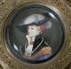 Antique H/p Portrait Plate Of A Women In An Ornate Brass Frame Plates & Chargers photo 1