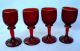6 Piece Antique Ruby Red Pigeon Blood Art Glass Cordial Set Decanter Stems Tray Decanters photo 5