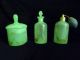 Rare Antique French Green Opaline Glass Vanity Set Perfume Bottles photo 1