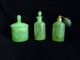 Rare Antique French Green Opaline Glass Vanity Set Perfume Bottles photo 3