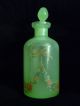 Rare Antique French Green Opaline Glass Vanity Set Perfume Bottles photo 6