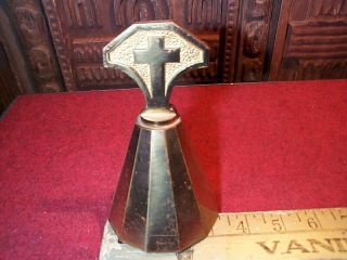 Antique Brass Bell W/cross Catholic French Alter Piece Rare & Wonderful 1900s photo