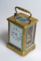 Antique French Timepiece Brass Personal Carriage Desktop Chamber Clock C.  1890 Clocks photo 1