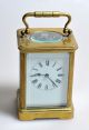 Antique French Timepiece Brass Personal Carriage Desktop Chamber Clock C.  1890 Clocks photo 2