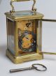 Antique French Timepiece Brass Personal Carriage Desktop Chamber Clock C.  1890 Clocks photo 4