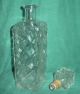 Vintage Clear Glass Decanter Diamond Pattern Square Lid Decanters photo 3