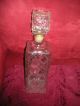 Vintage Clear Glass Decanter Diamond Pattern Square Lid Decanters photo 4