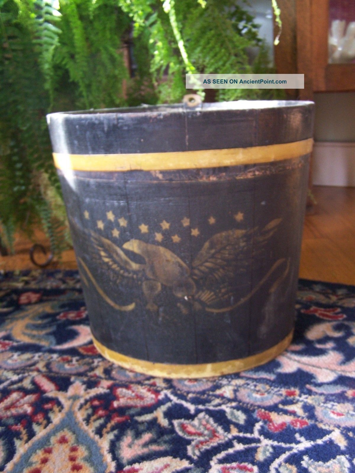 Antique Americana Gold Stencil Eagle Vermont Sap Bucket Primitive Decor Other photo