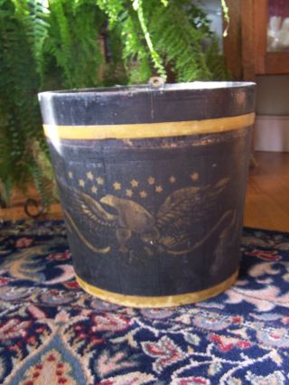 Antique Americana Gold Stencil Eagle Vermont Sap Bucket Primitive Decor photo