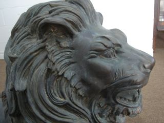 Matched Pair Vintage British Cast Bronze Royal Lions photo