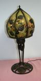 French Reproduction Art Deco Wrought Iron Table Lamp/hand Blown Glass Shade Lamps photo 1