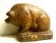 Antique Cast Iron Figurine Seated Pig Paperweight Advertising Base Bronze Plate Metalware photo 1