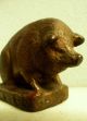 Antique Cast Iron Figurine Seated Pig Paperweight Advertising Base Bronze Plate Metalware photo 2