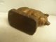 Antique Cast Iron Figurine Seated Pig Paperweight Advertising Base Bronze Plate Metalware photo 6
