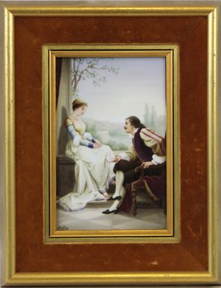 Large 19 C French Or German Hand Painted Porcelain Plaque Signed photo