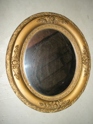 Antique Carved Wood Gold Tone Gilt Oval Mirror A.  P.  G.  Bonte Ohio Circa 1800 ' S photo