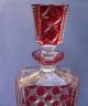 Heavy Cranberry Ruby Red Cut To Clear Stars & Stripes Motif Decanter Bottle Decanters photo 1