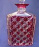 Heavy Cranberry Ruby Red Cut To Clear Stars & Stripes Motif Decanter Bottle Decanters photo 2