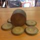 Great Vintage Hand Carved In Japan Set Of 5 Coasters And Holder Other photo 1