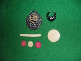 Antique Mahjong Stick - Ox Bone Game Chips Ox Bone - Ring - Medal photo