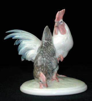 Rare German Rosenthal Vintage Hen And Rooster Figurine By K.  Himmelstoss Chicken photo